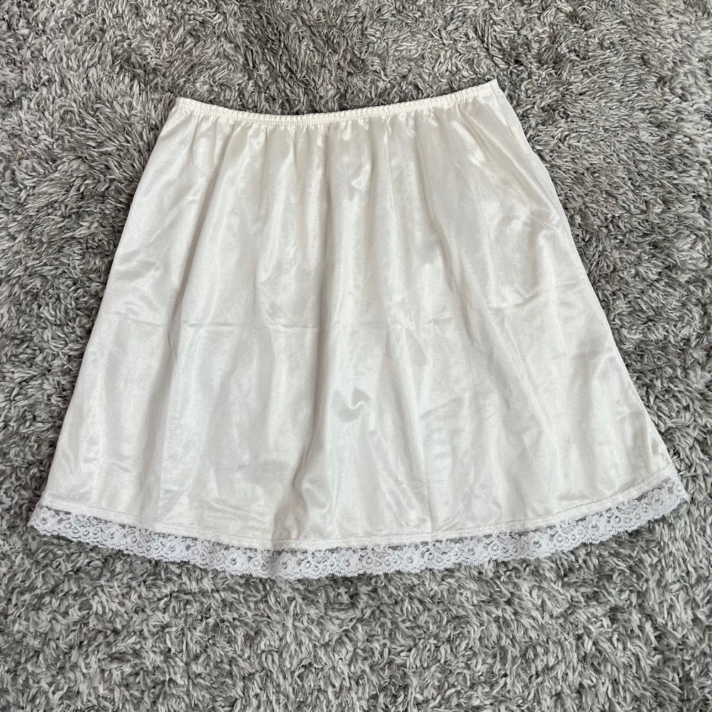 Vintage Deena Half Slip Womens Size Medium Ivory Lace Trim Soft Girl Dainty - Picture 1 of 8